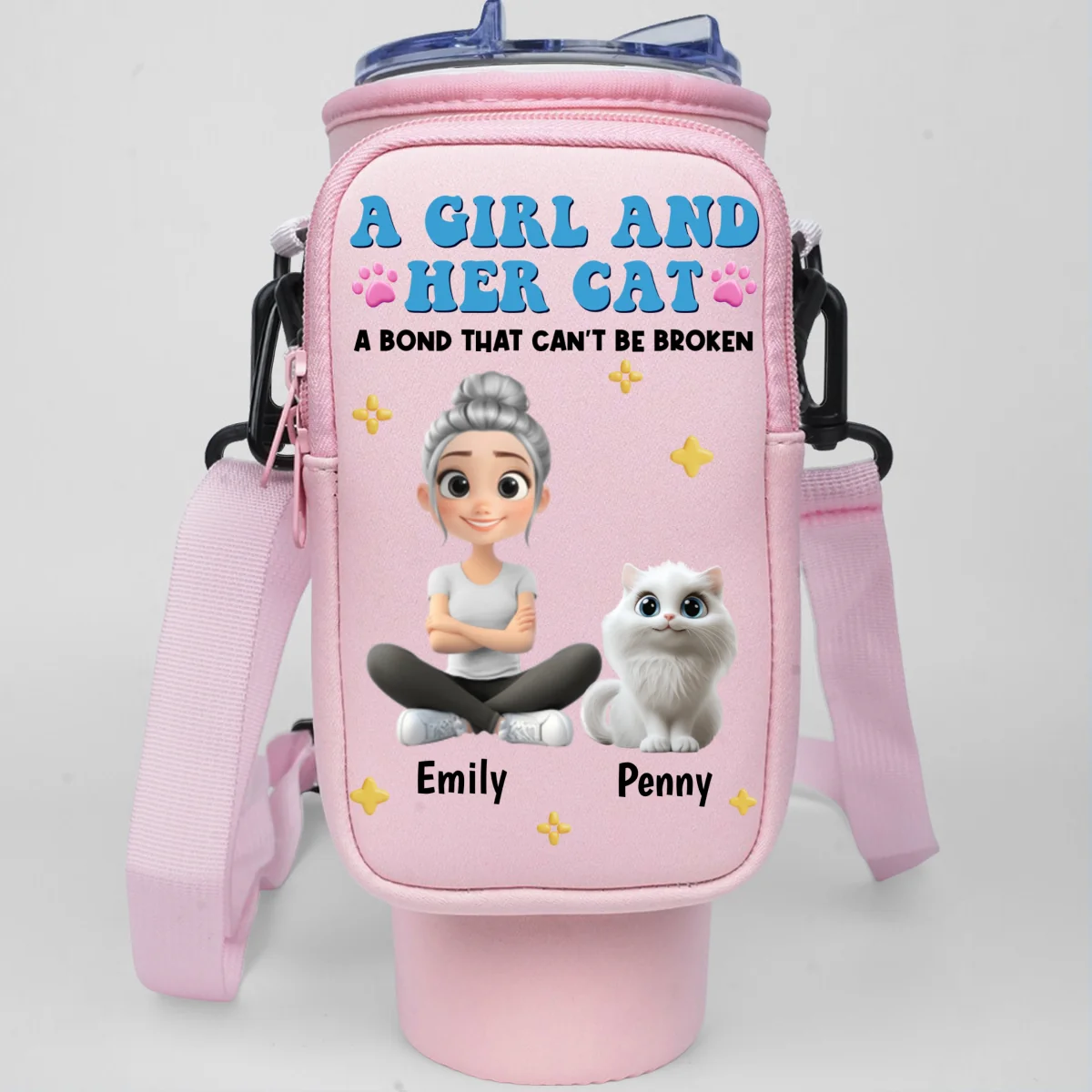 Best Cat Mom Ever - Personalized Custom 40oz Water Bottle Carrier Bag - Image 9