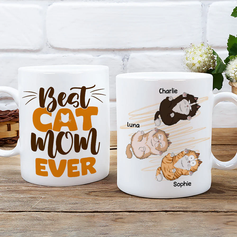 Best Cat Mom Ever - Personalized Custom Coffee Mug - Image 3