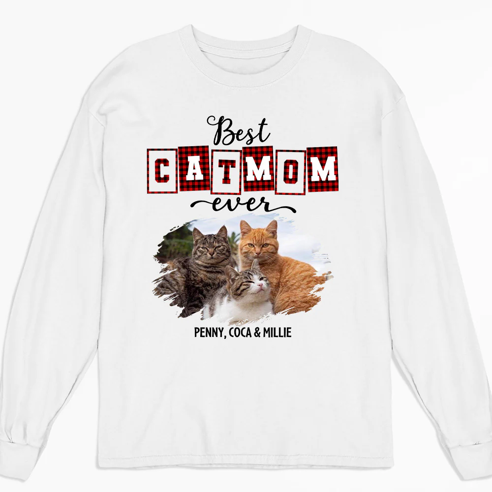 Best Cat Mom Of The Year Photo - Personalized Custom Long Sleeve T-shirt