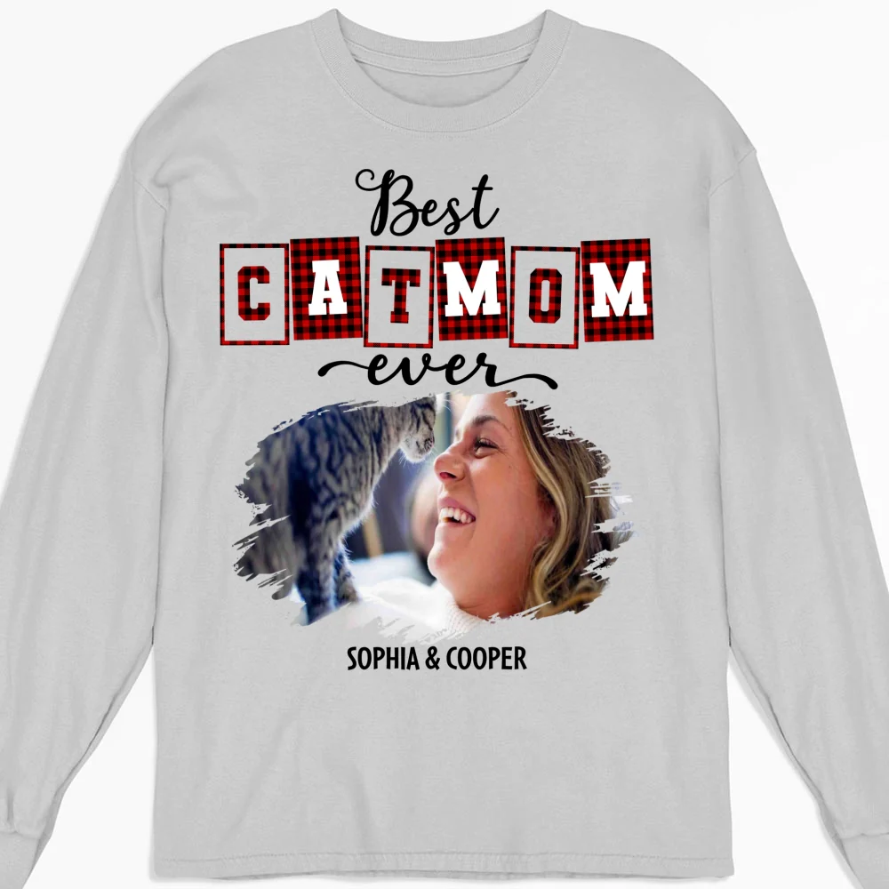 Best Cat Mom Of The Year Photo - Personalized Custom Long Sleeve T-shirt - Image 4