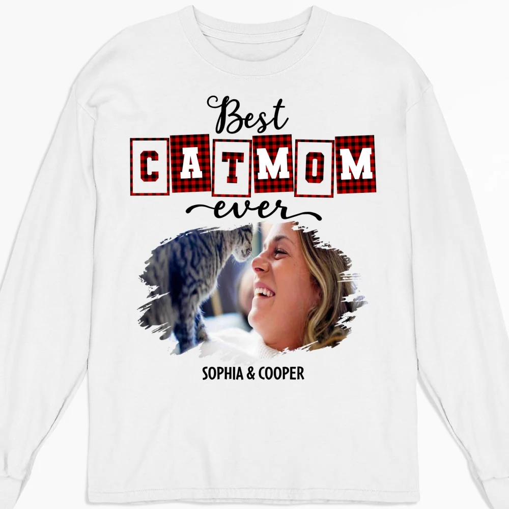 Best Cat Mom Of The Year Photo - Personalized Custom Long Sleeve T-shirt - Image 5
