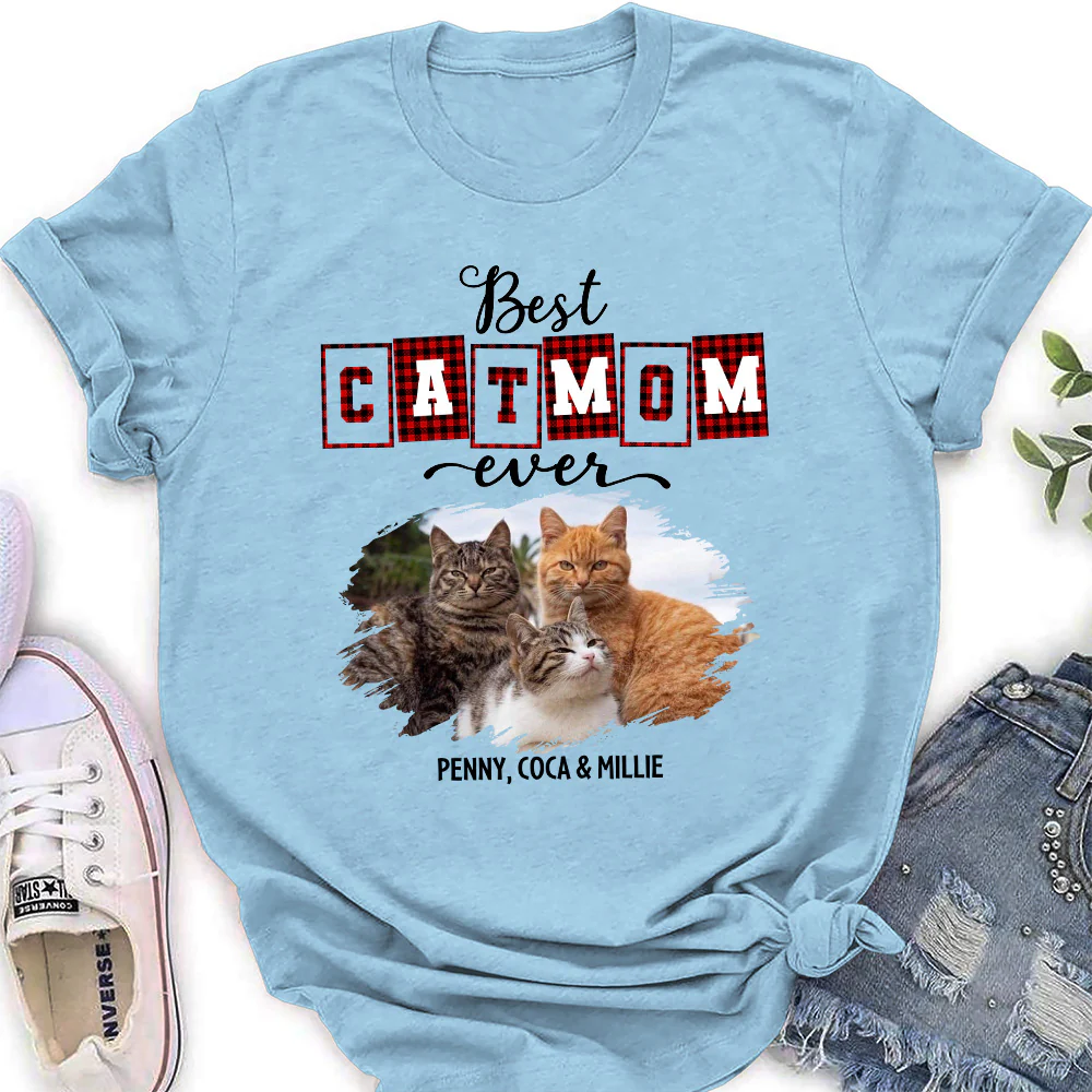 Best Cat Mom Of The Year Photo - Personalized Custom Women's T-shirt - Image 3