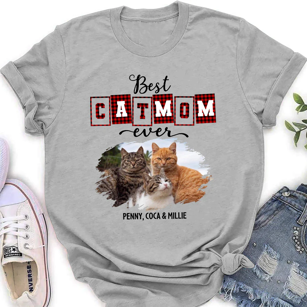 Best Cat Mom Of The Year Photo - Personalized Custom Women's T-shirt - Image 4
