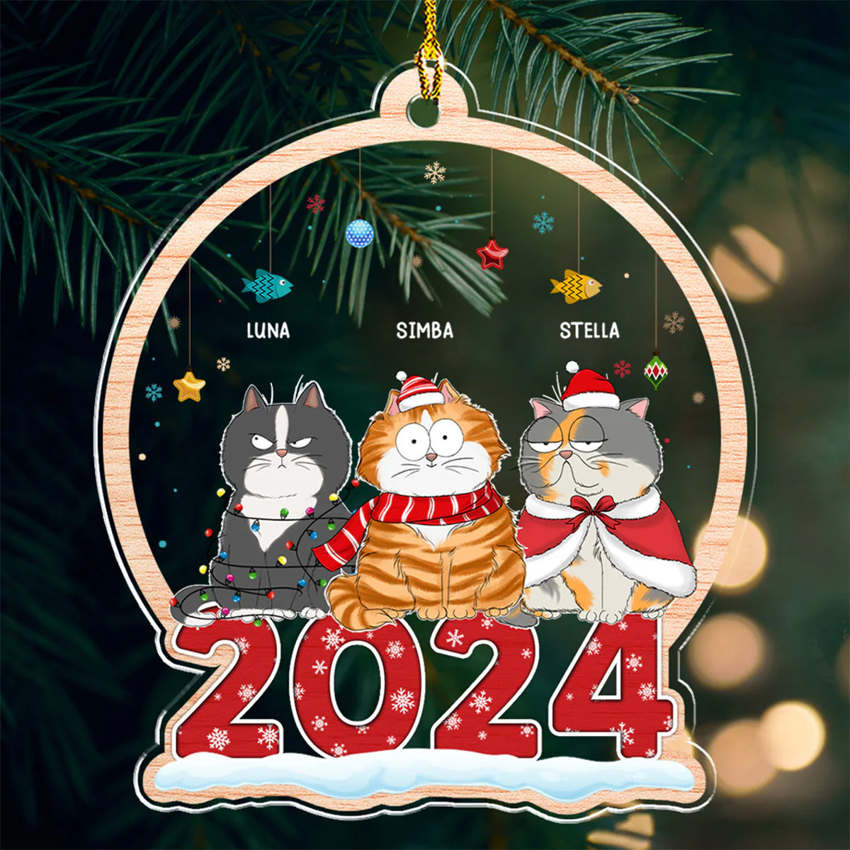 Best Cat Mom - Personalized Custom Acrylic Ornament - Image 3