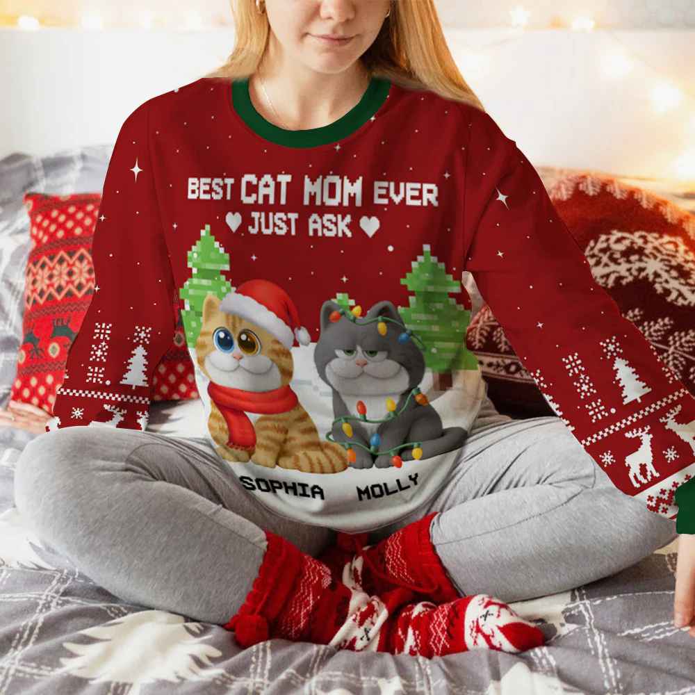 Best Chunky Cat Mom Dad - Personalized Custom All-Over-Print Sweatshirt - Image 3