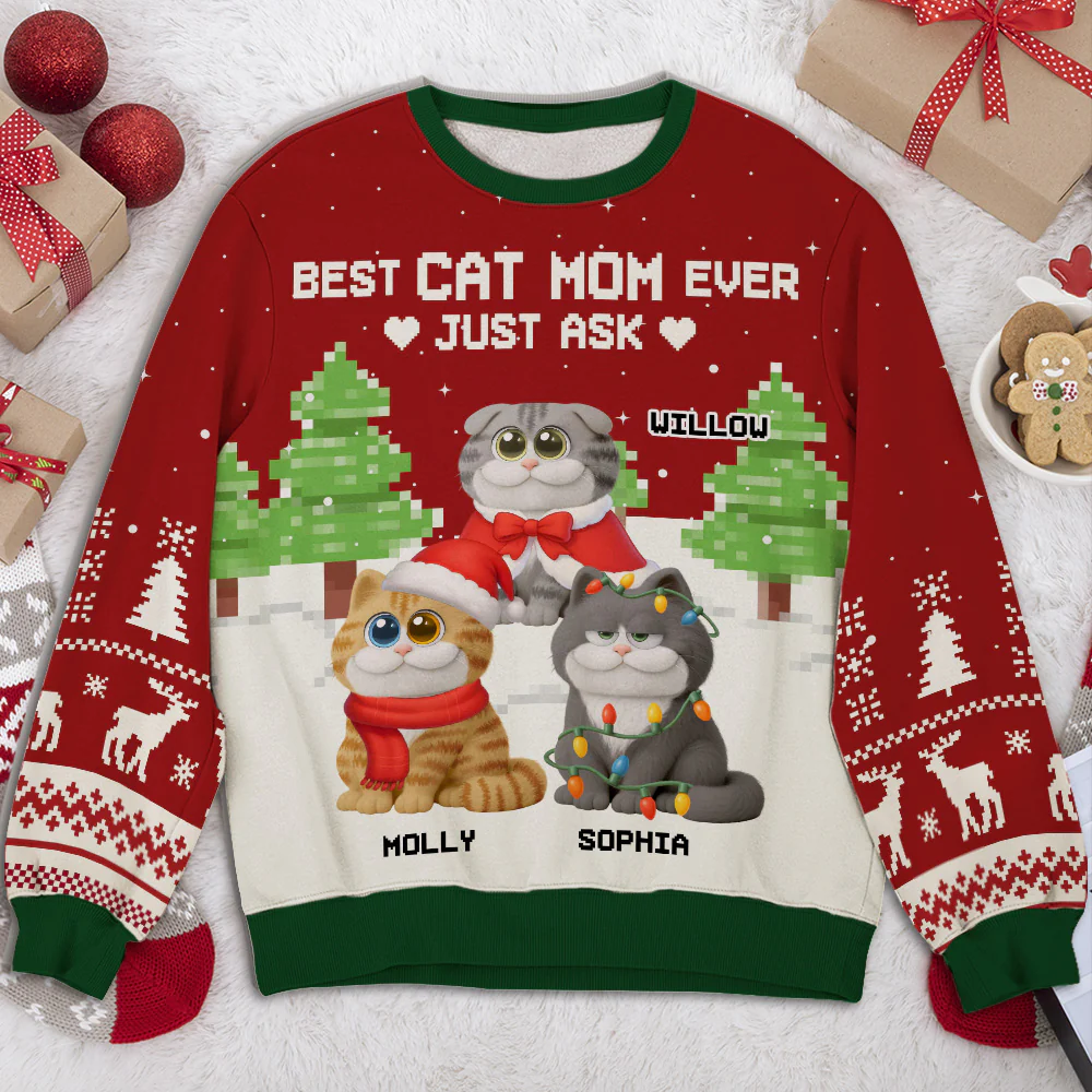 Best Chunky Cat Mom Dad - Personalized Custom All-Over-Print Sweatshirt - Image 5