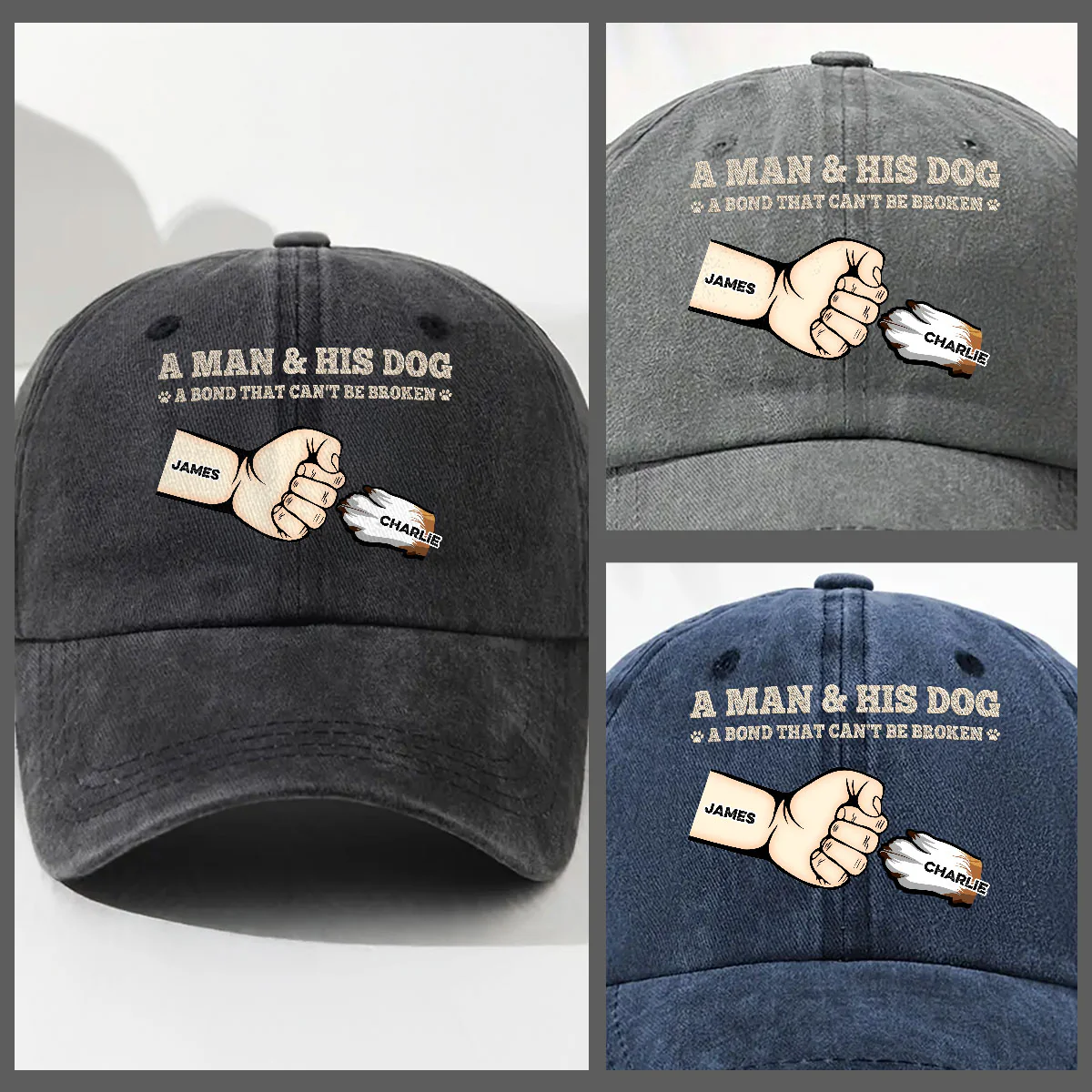 Best Dad Ever - Personalized Custom Vintage Washed Denim Cap - Image 3