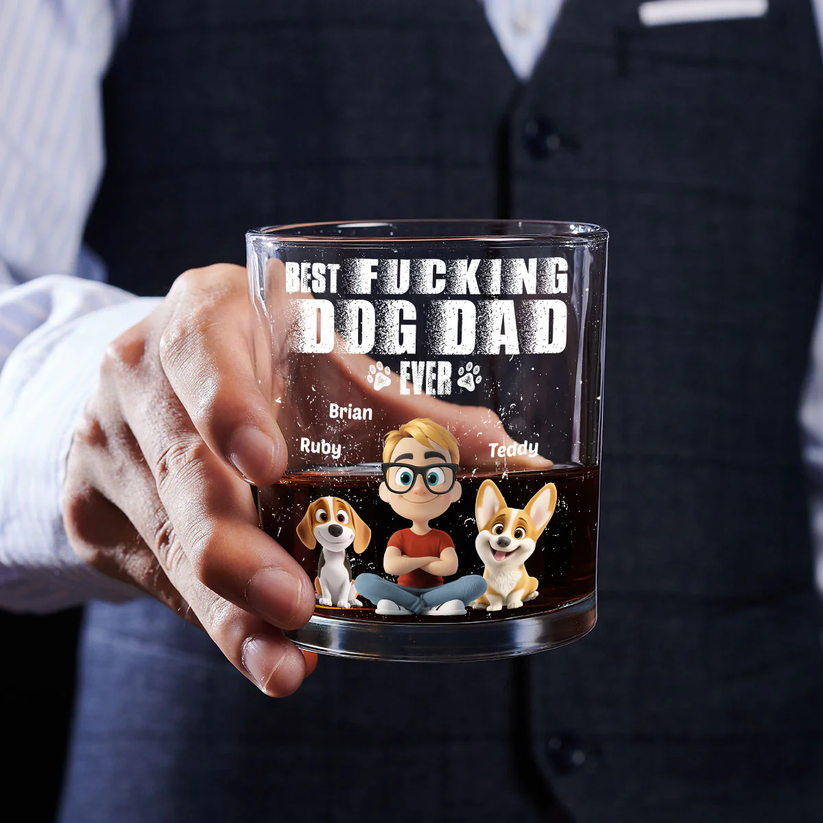 Best Dad Ever - Personalized Custom Whiskey Glass - Image 5