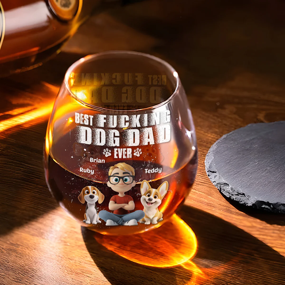 Best Dad Ever - Personalized Custom Wine Glass - Image 2