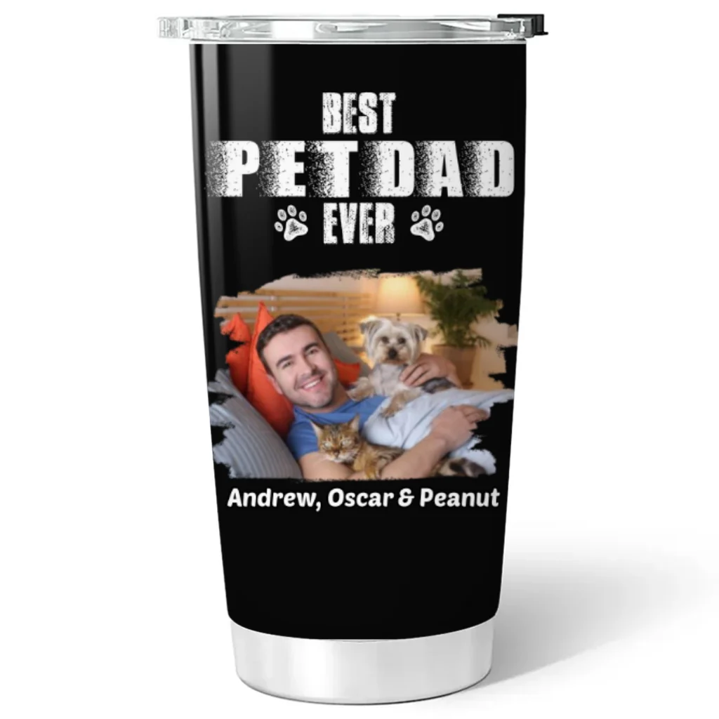 Best Dad Ever Pet Photo Version 2 - Personalized Custom Tumbler - Image 2