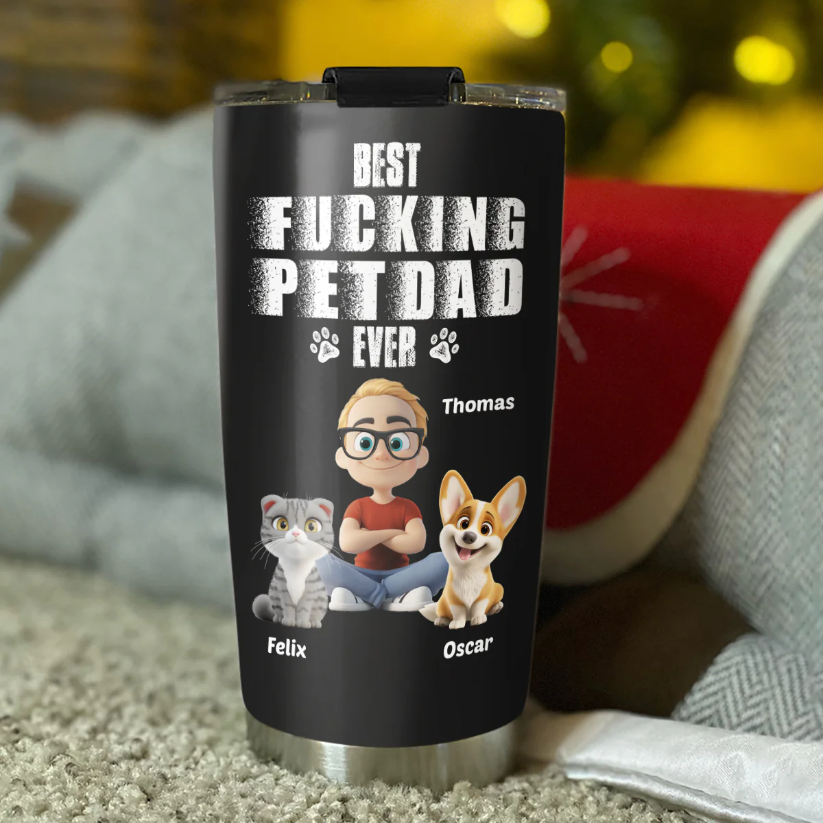 Best Dad Ever Pet Ver - Personalized Custom Tumbler - Image 3