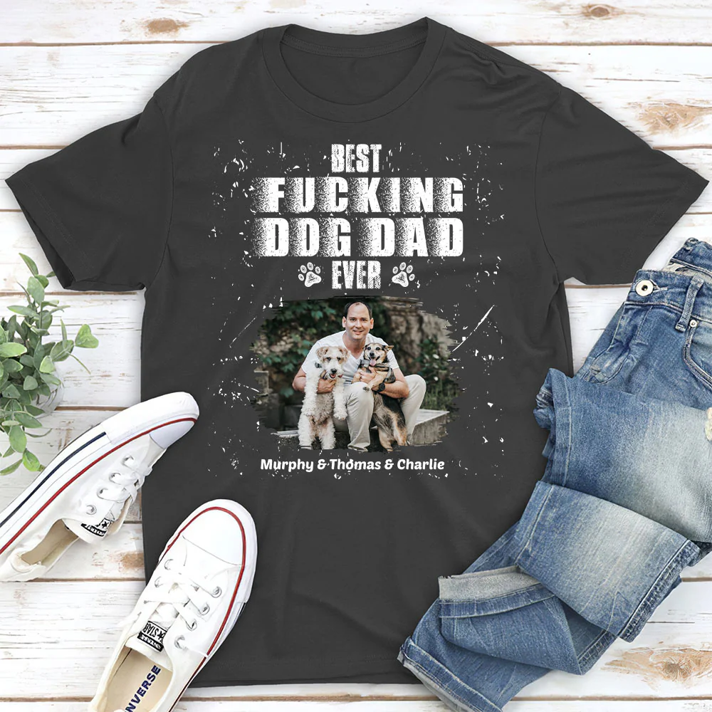 Best Dad Ever Photo - Personalized Custom Unisex T-shirt - Image 3
