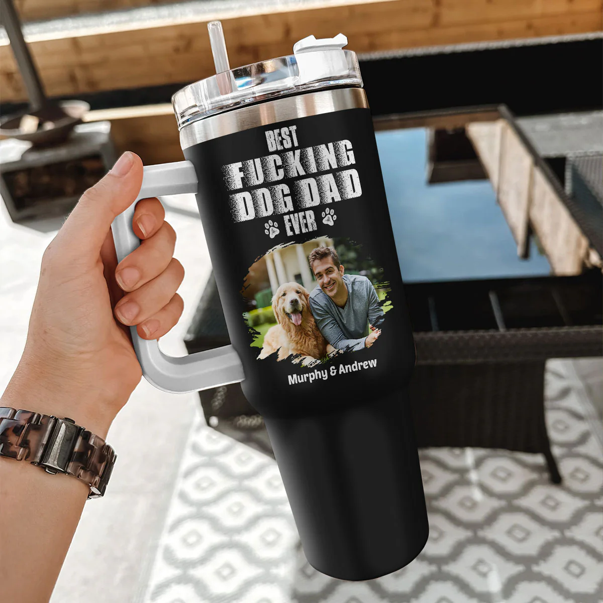 Best Dad Ever Photo Ver - Personalized Custom Tumbler - Image 5