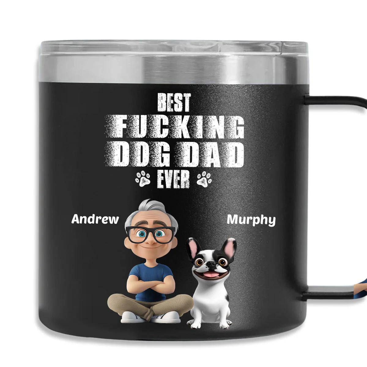 Best Dad Ever Version 2 - Personalized Custom 14oz Stainless Steel Tumbler With Handle