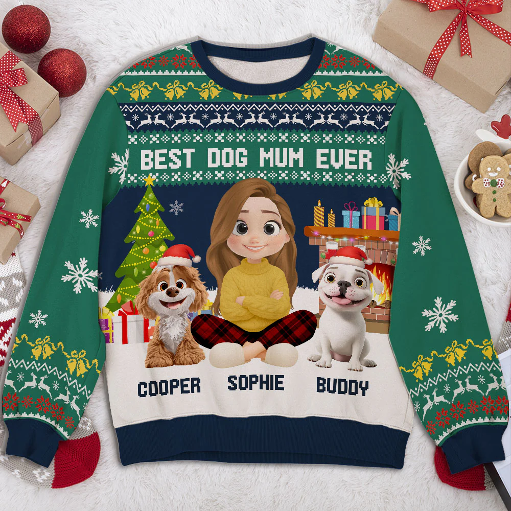 Best Dog Cartoon - Personalized Custom All-Over-Print Sweatshirt - Image 2