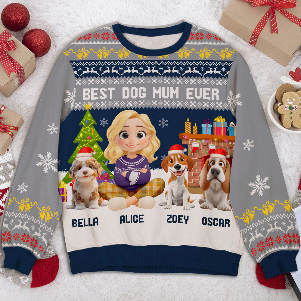 Best Dog Cartoon - Personalized Custom All-Over-Print Sweatshirt - Image 3