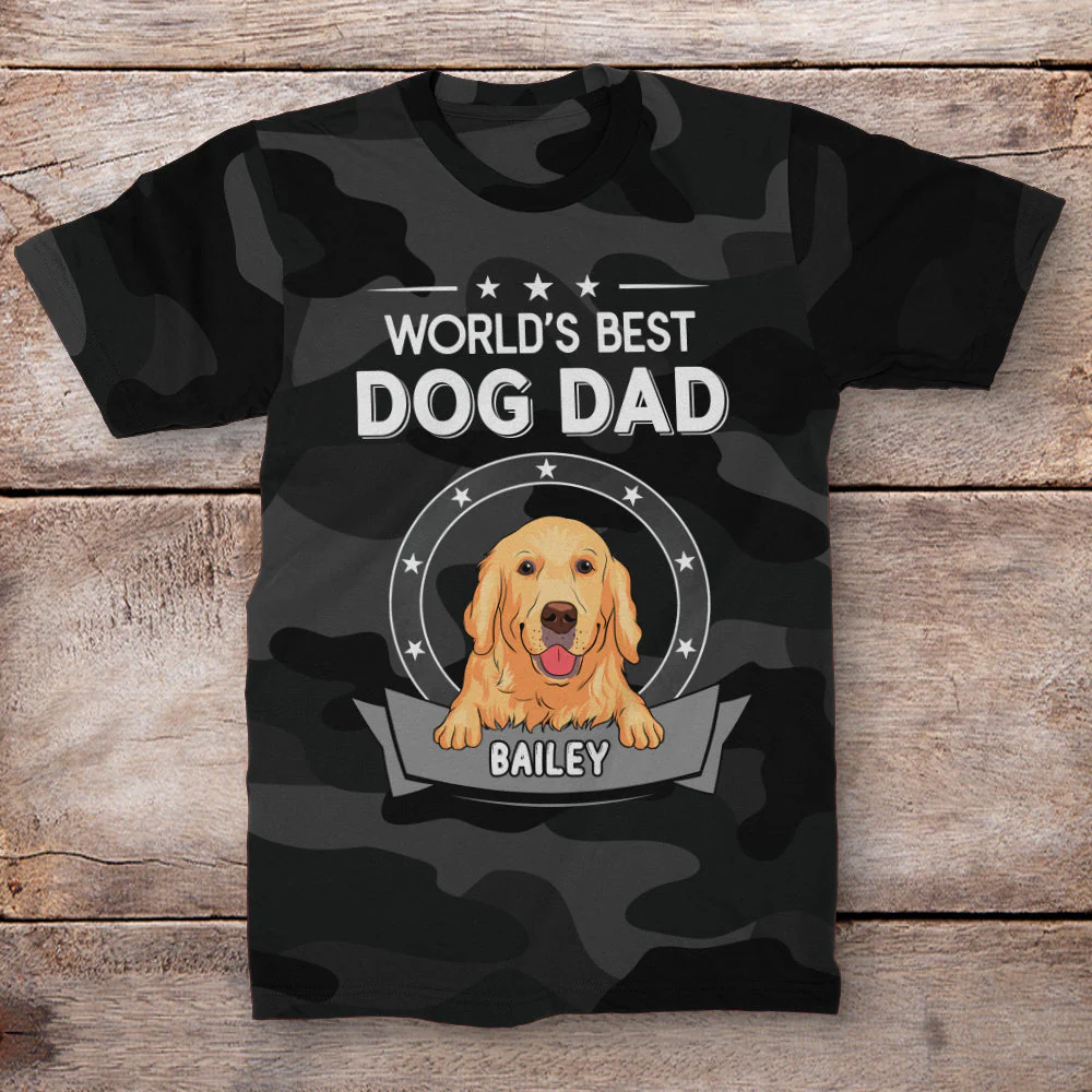 Best Dog Dad Camo - Personalized Custom All-over-print T-shirt - Image 3