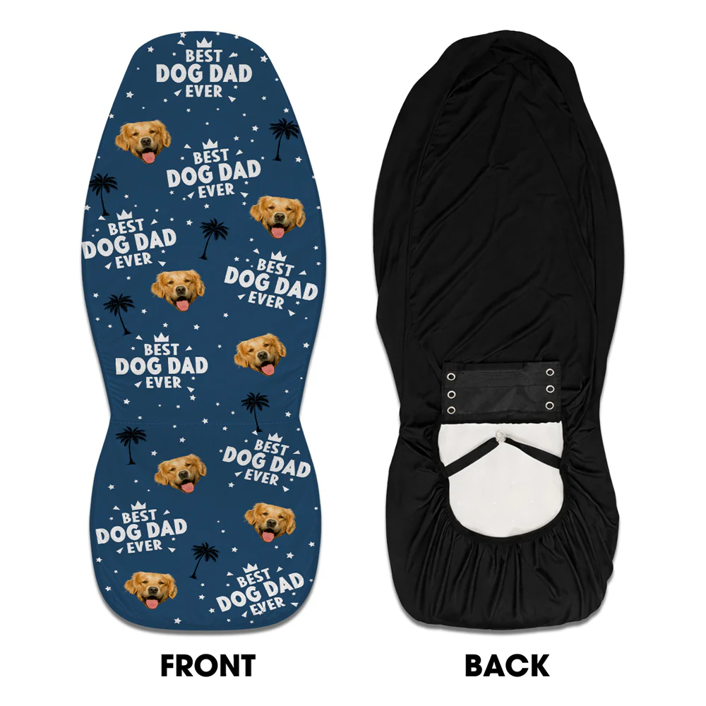 Best Dog Dad Ever - Personalized Custom Car Seat Cover - Image 2