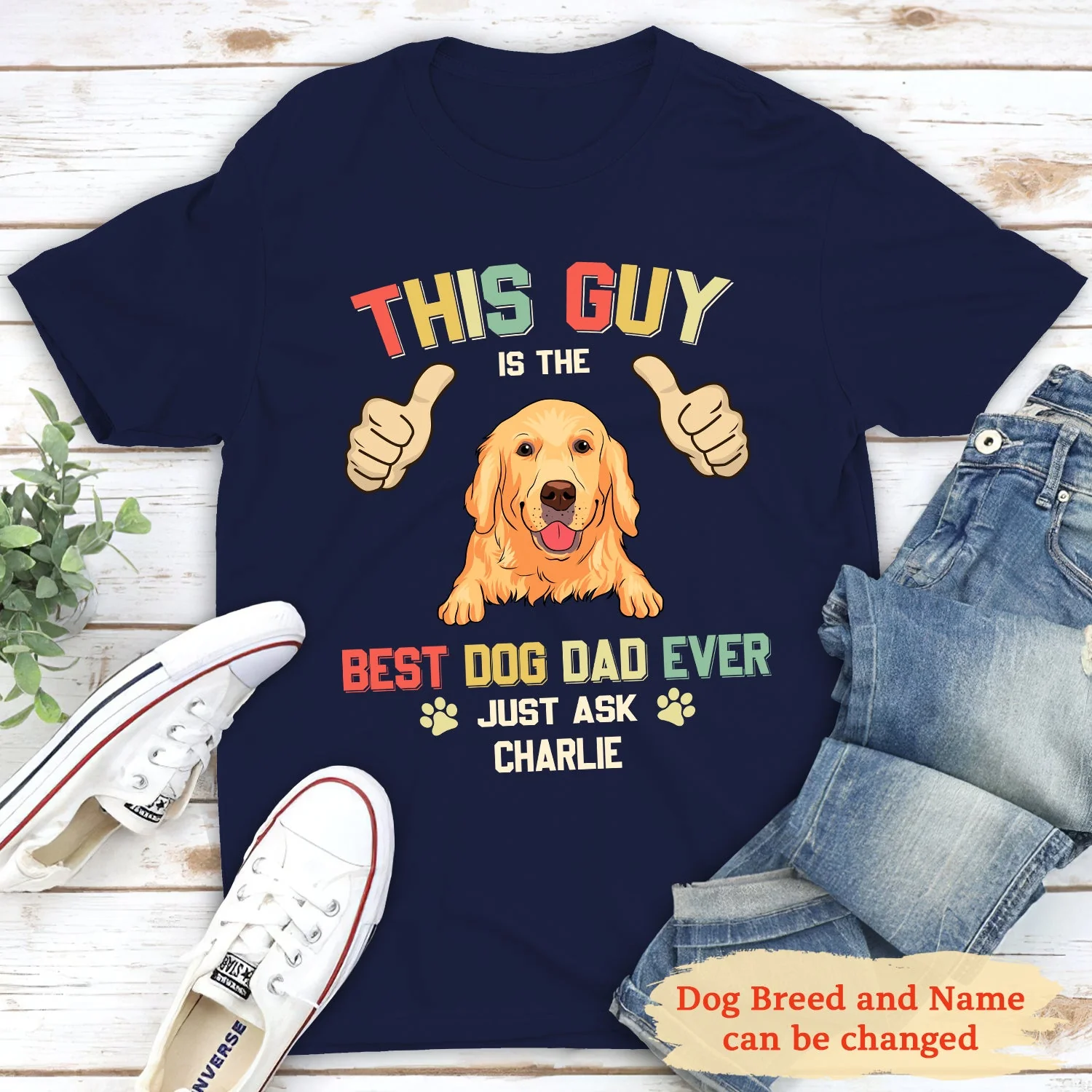 Best Dog Dad Ever - Personalized Custom Unisex T-shirt - Image 3