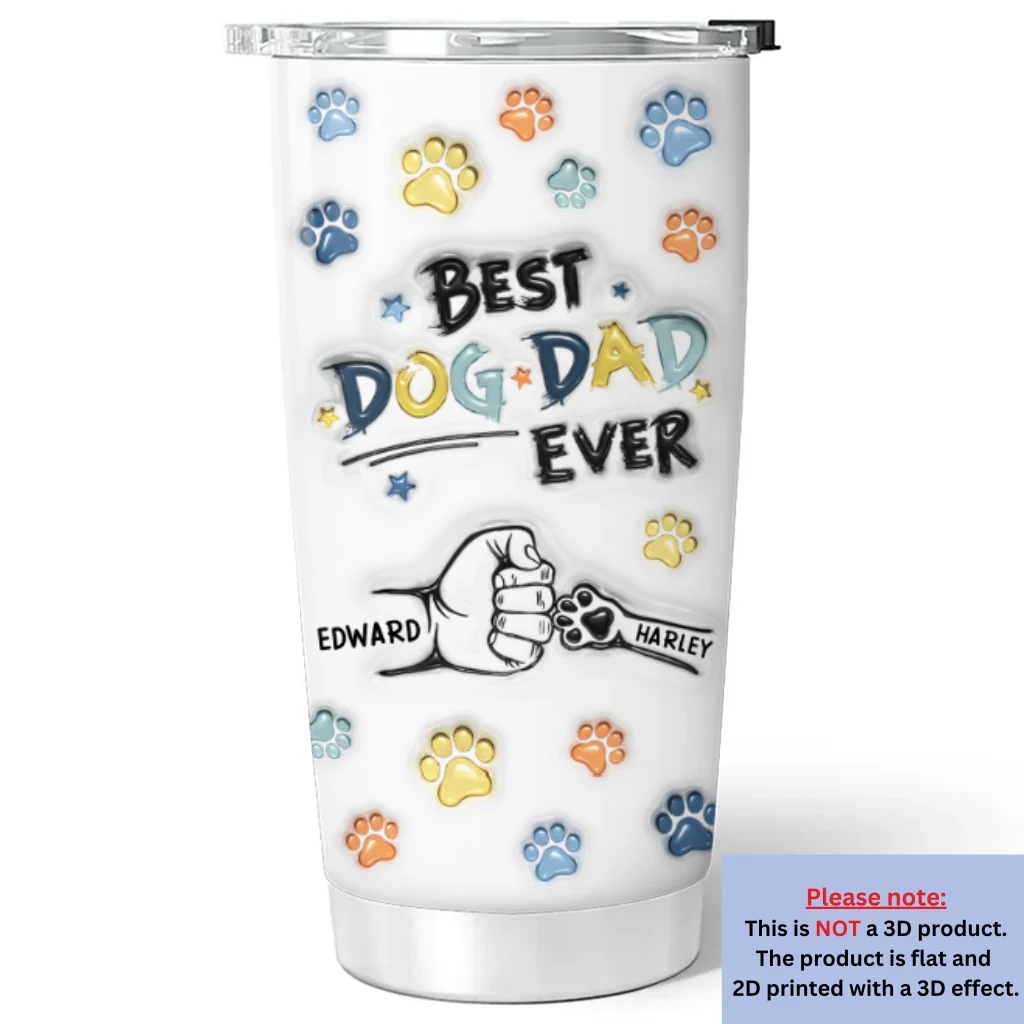 Best Dog Dad Hand Line - Personalized Custom 3D Inflated Effect Tumbler - Image 6