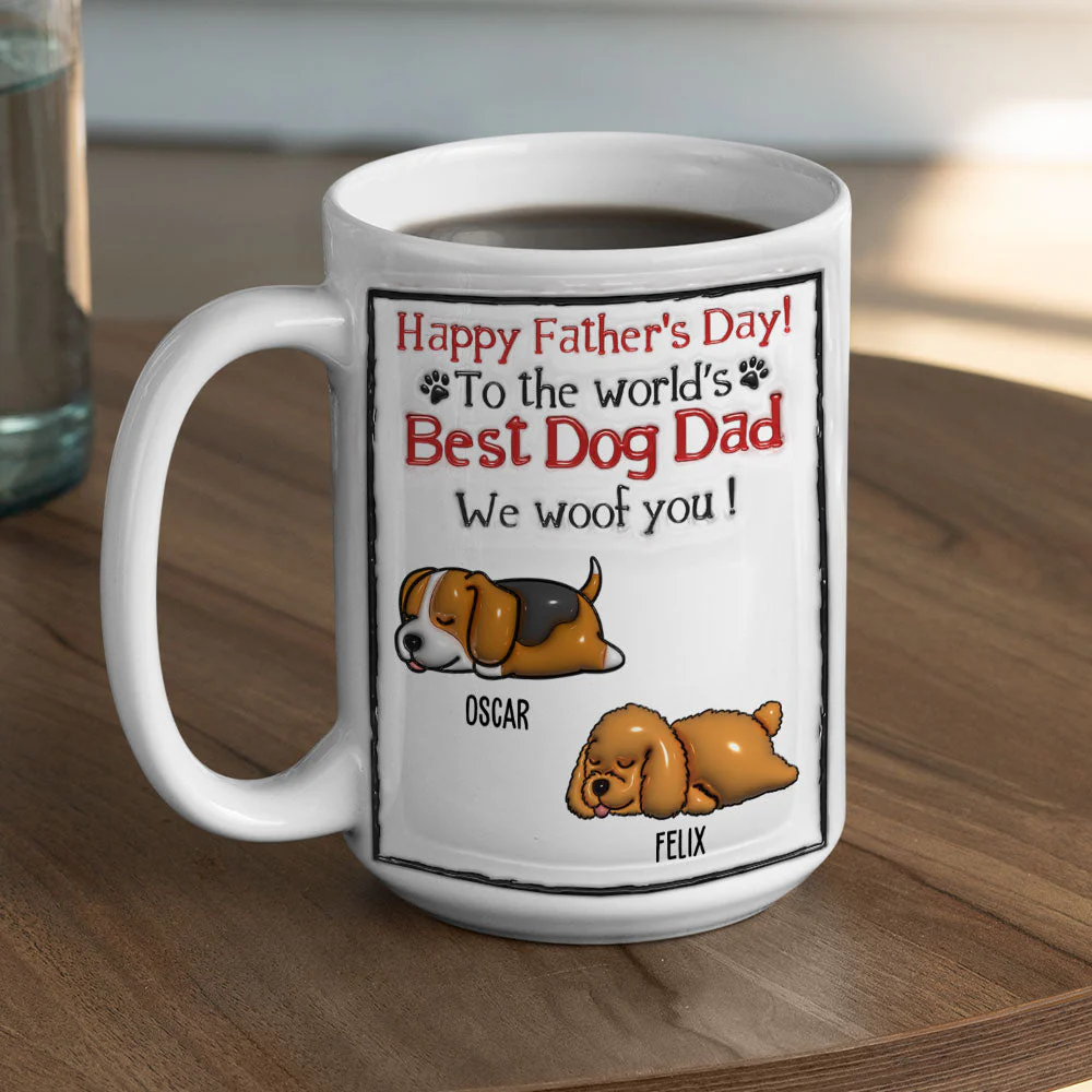 Best Dog Dad In The World - Personalized Custom 3D Inflated Effect Mug - Image 2