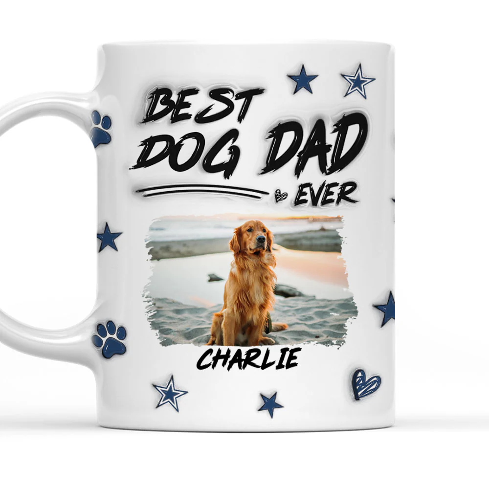 Best Dog Dad Line Photo - Personalized Custom 3D Inflated Effect Mug