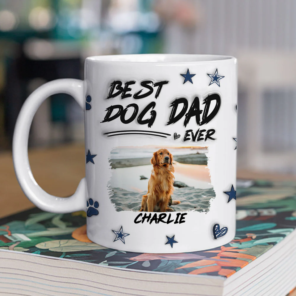 Best Dog Dad Line Photo - Personalized Custom 3D Inflated Effect Mug - Image 2