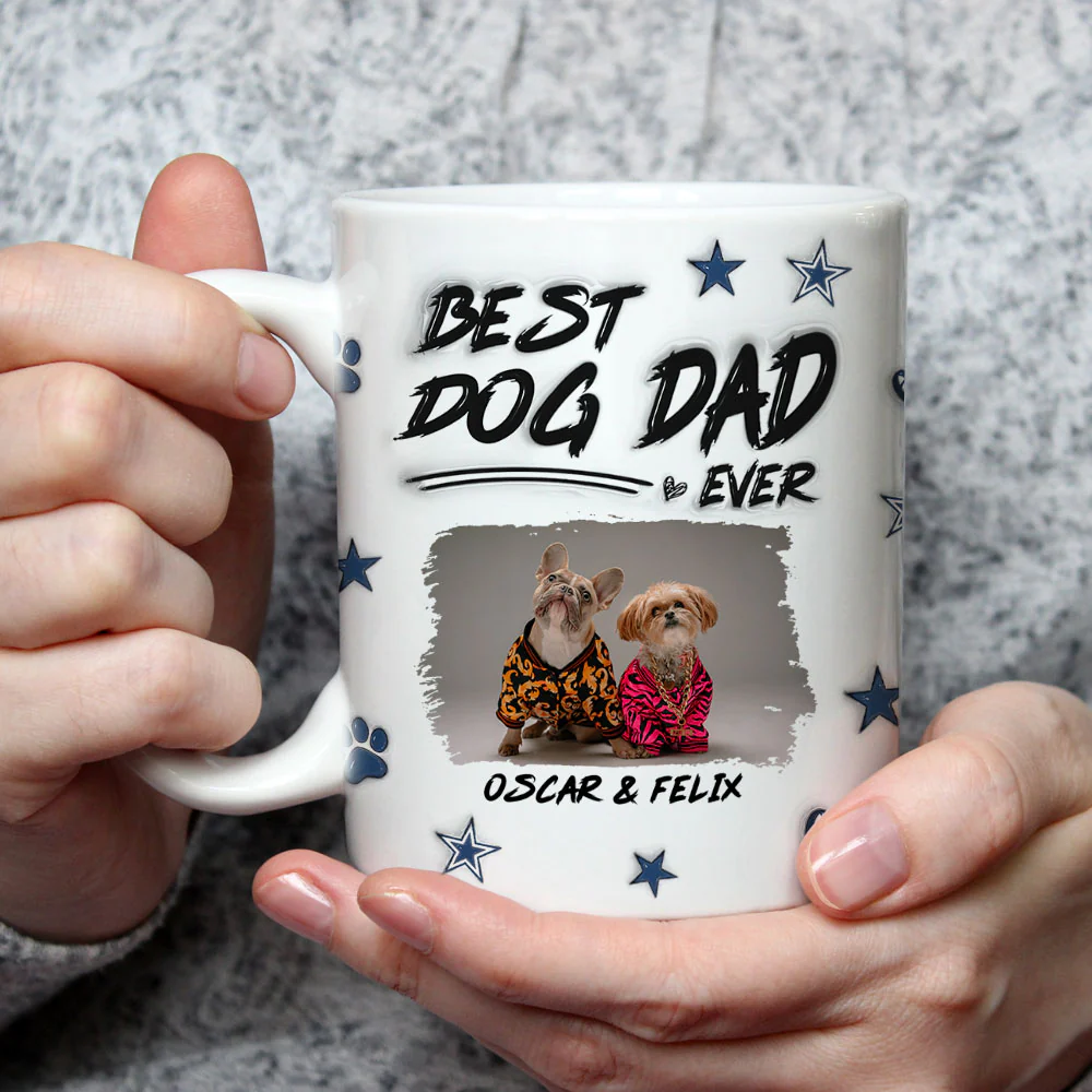 Best Dog Dad Line Photo - Personalized Custom 3D Inflated Effect Mug - Image 3