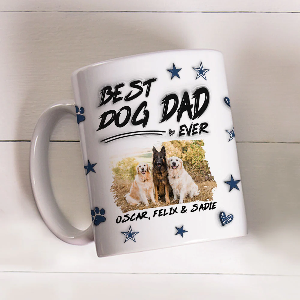 Best Dog Dad Line Photo - Personalized Custom 3D Inflated Effect Mug - Image 4