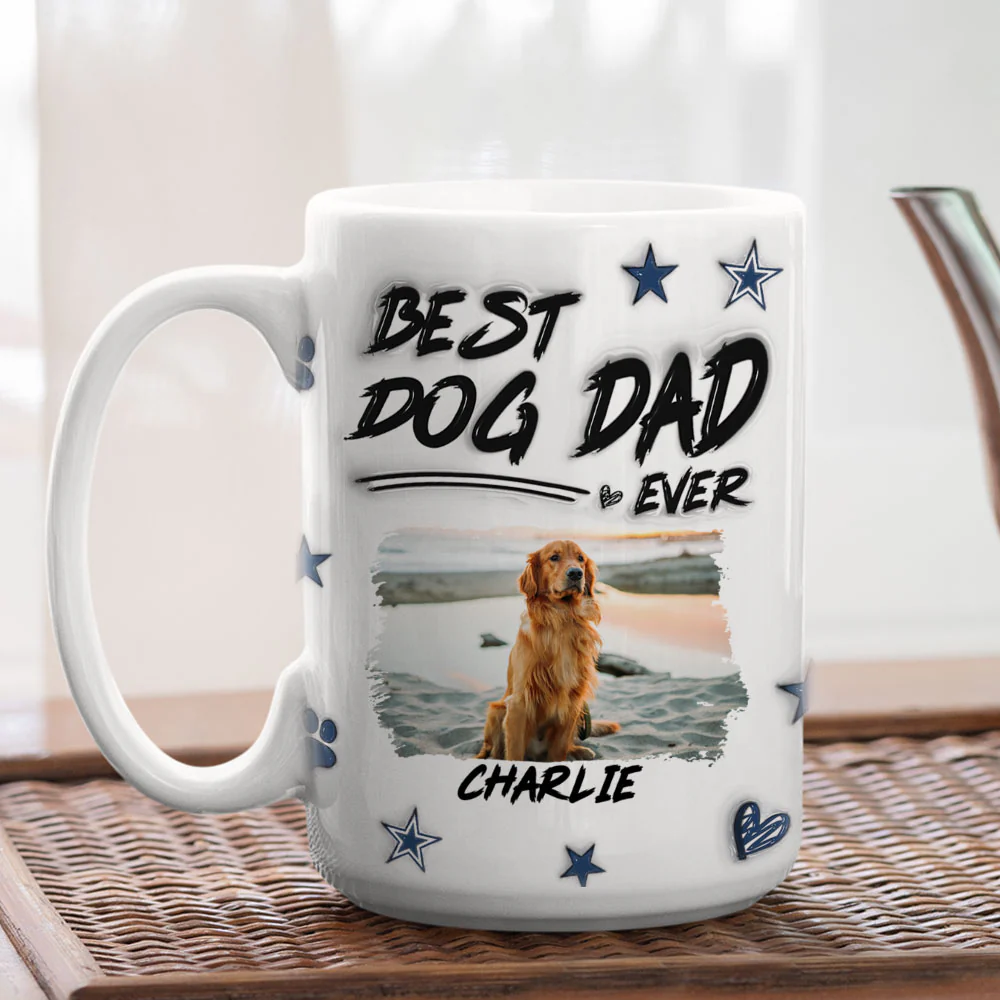 Best Dog Dad Line Photo - Personalized Custom 3D Inflated Effect Mug - Image 5