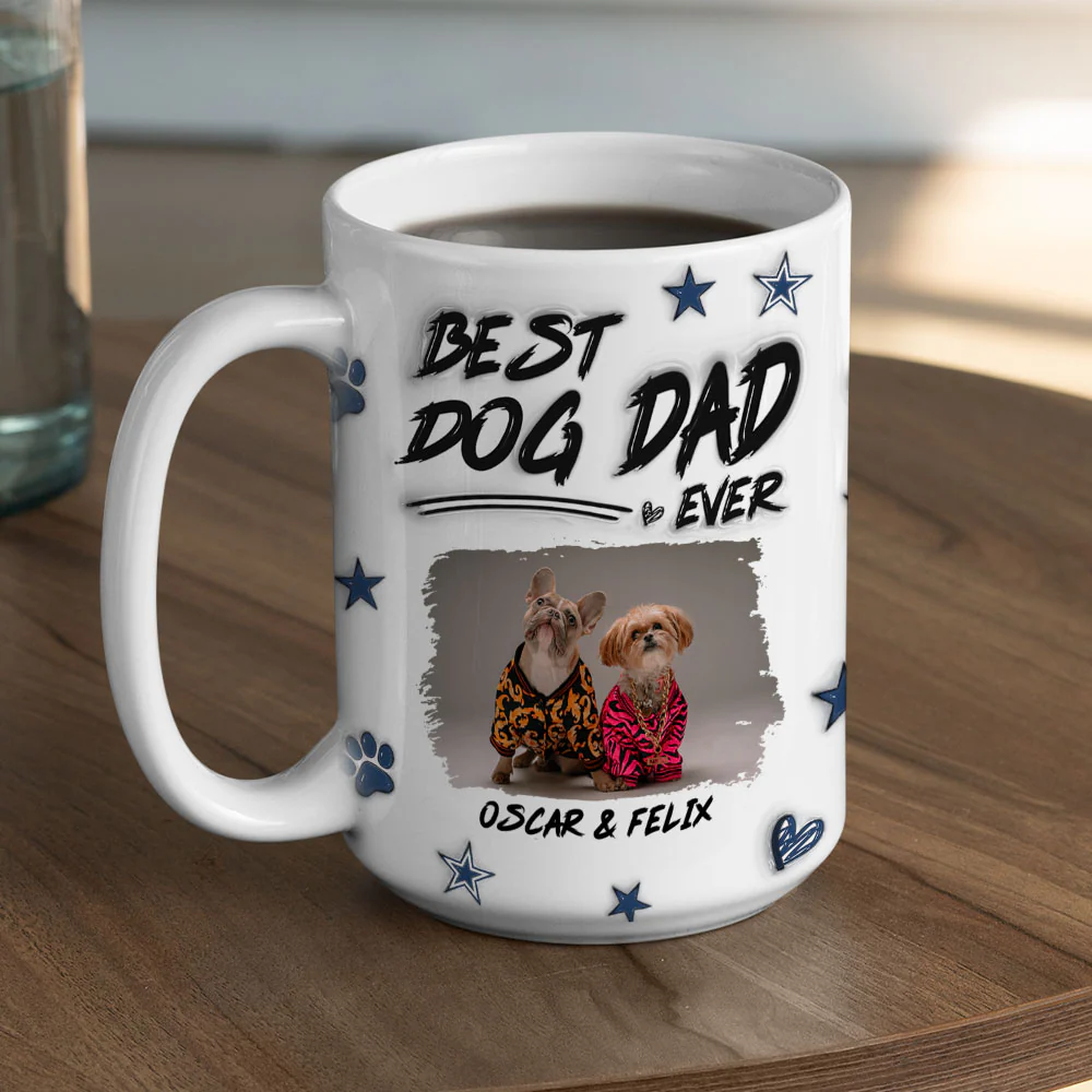 Best Dog Dad Line Photo - Personalized Custom 3D Inflated Effect Mug - Image 6