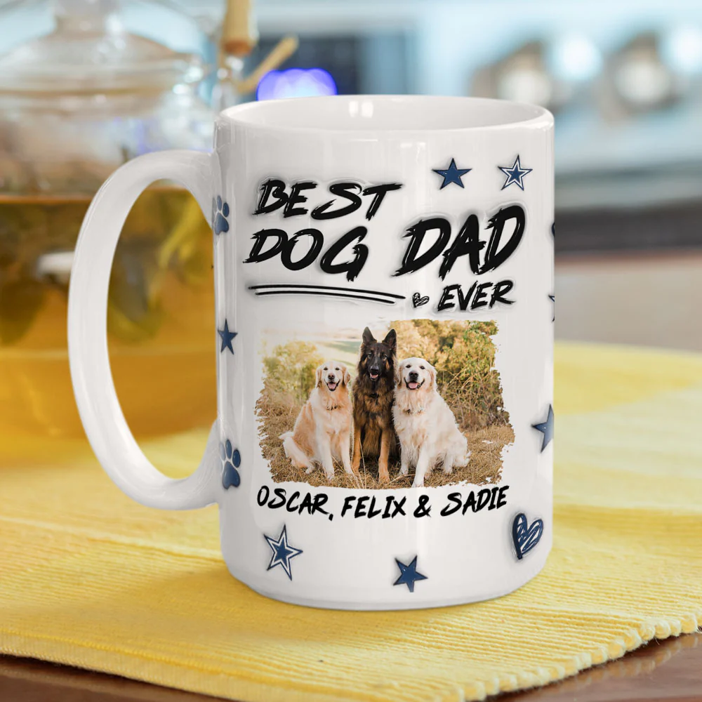 Best Dog Dad Line Photo - Personalized Custom 3D Inflated Effect Mug - Image 7