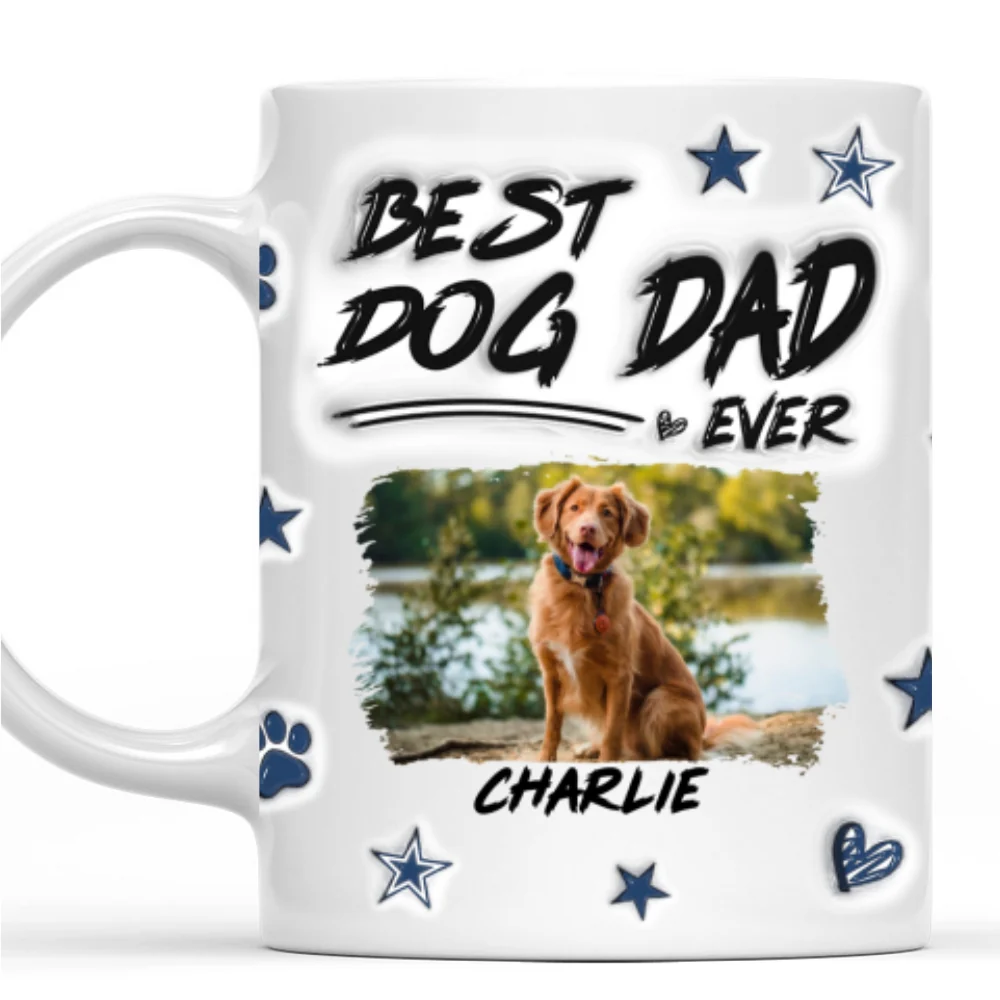 Best Dog Dad Line Photo - Personalized Custom 3D Inflated Effect Mug - Image 8