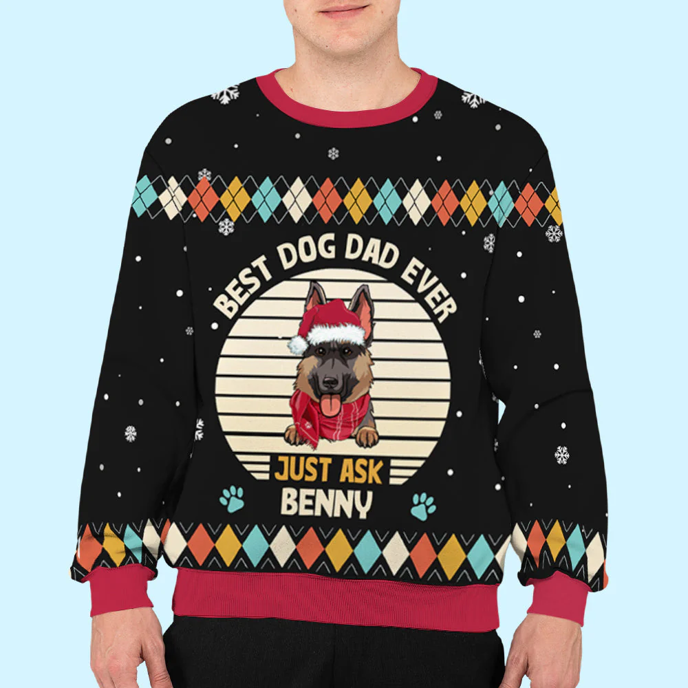 Best Dog Dad/Mom Ever - Personalized Custom All-Over-Print Sweatshirt - Image 3