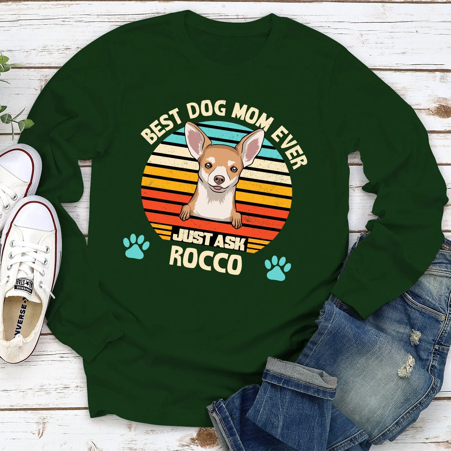 Best Dog Dad/Mom Ever - Personalized Custom Long Sleeve T-shirt - Image 3