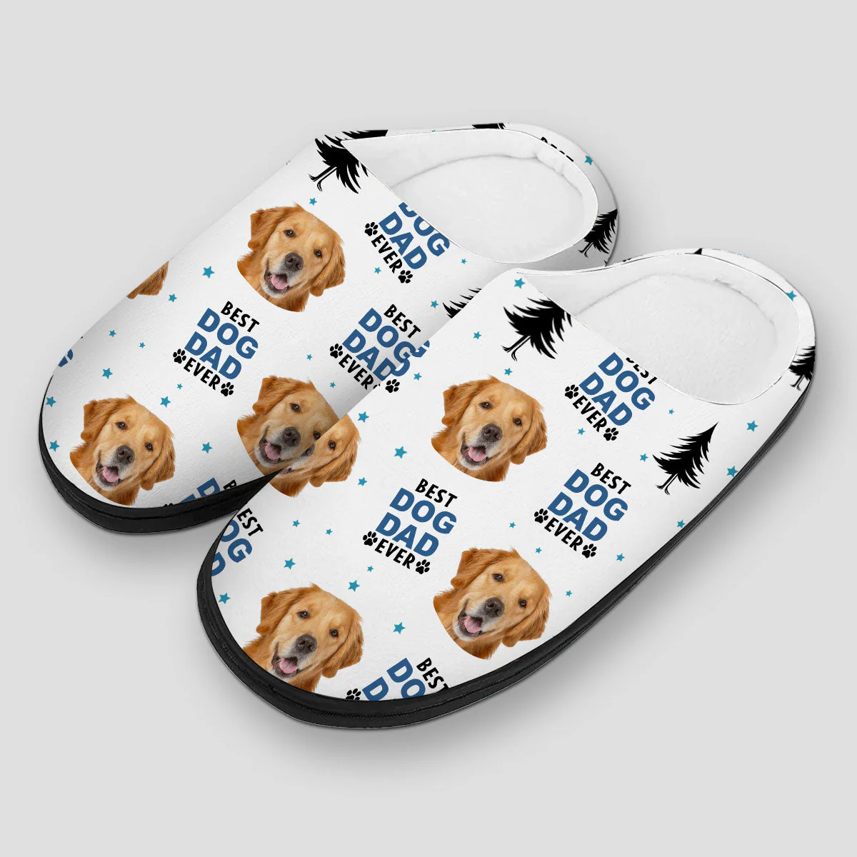 Best Dog Dad Mom - Personalized Custom Plush Slippers - Image 2