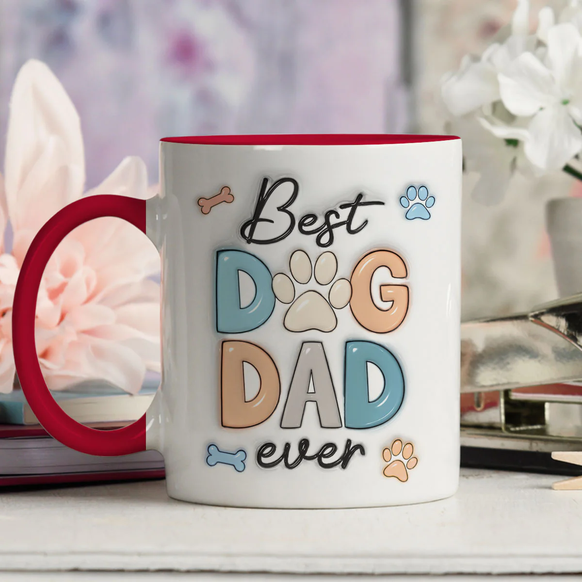 Best Dog Dad - Personalized Custom 3D Inflated Effect Accent Mug - Image 5