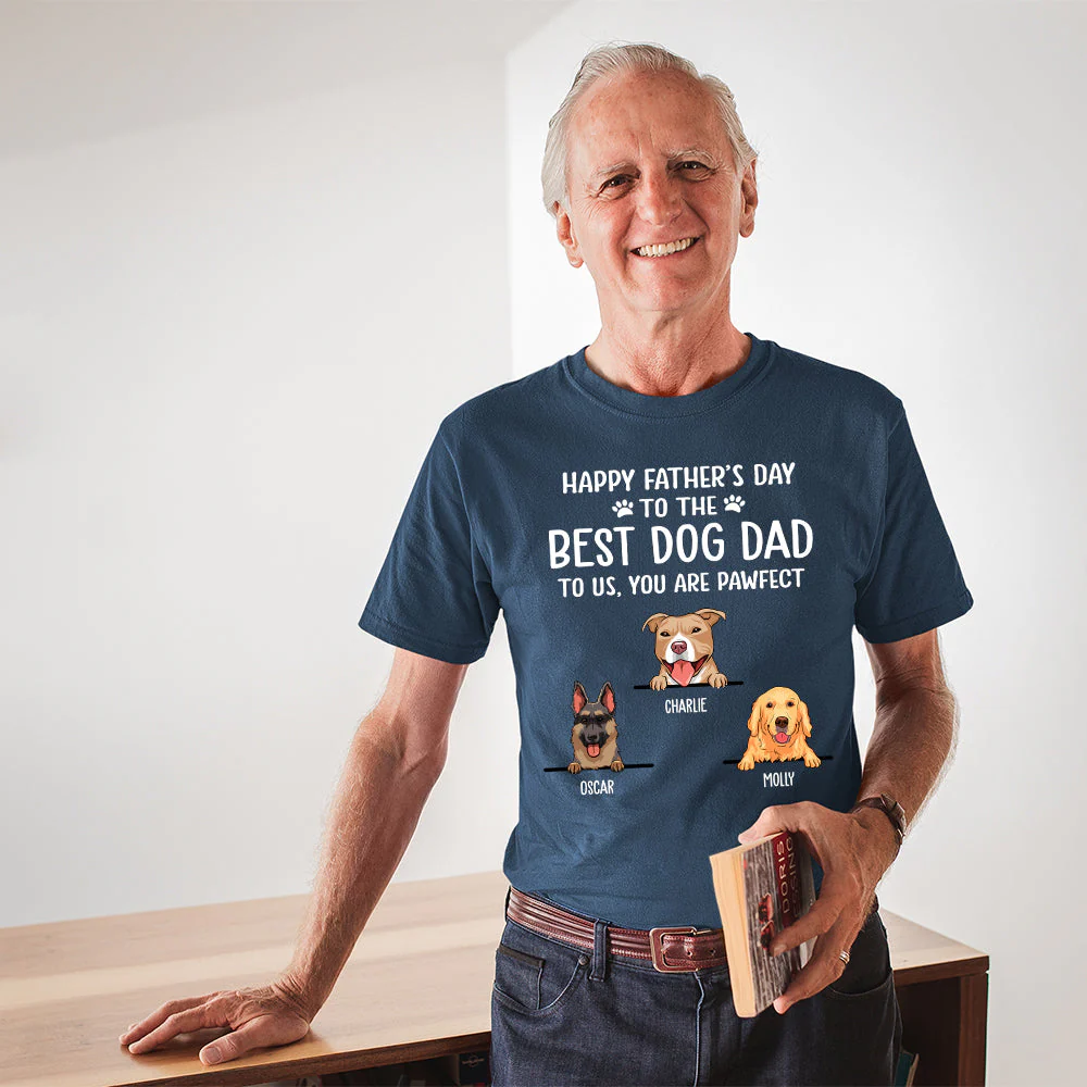 Best Dog Dad - Personalized Custom Unisex T-shirt - Dog Dad Father's Day Gifts - Image 4