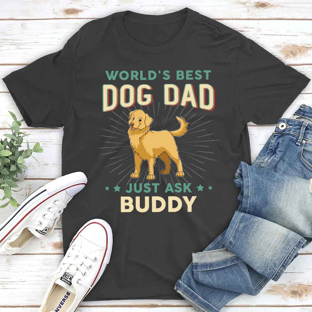 Best Dog Dad Retro - Personalized Custom Unisex T-shirt - Image 4