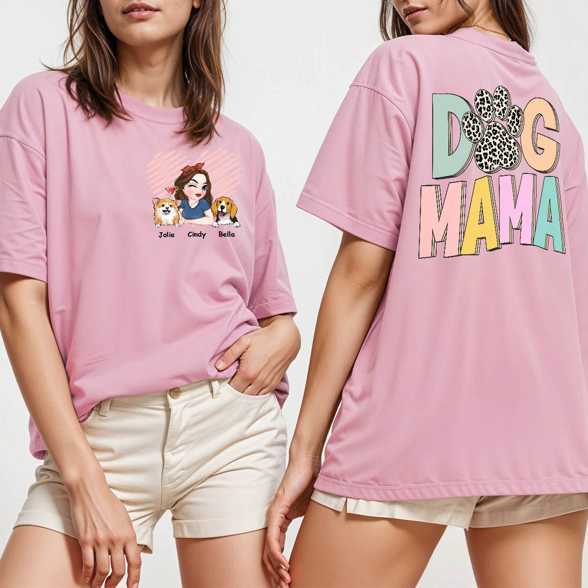 Best Dog Mama Ever - Personalized Custom Back And Front Printed Unisex T-Shirt - Image 2