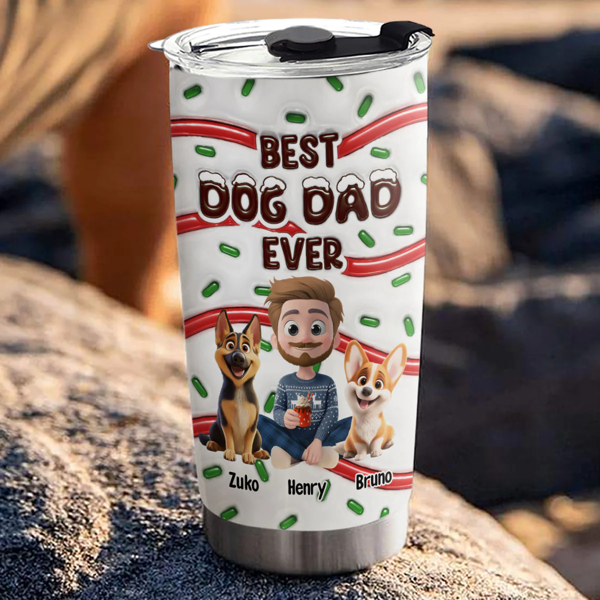 Best Dog Mom Cake Cartoon - Personalized Custom 3D Inflated Effect Tumbler - Image 3