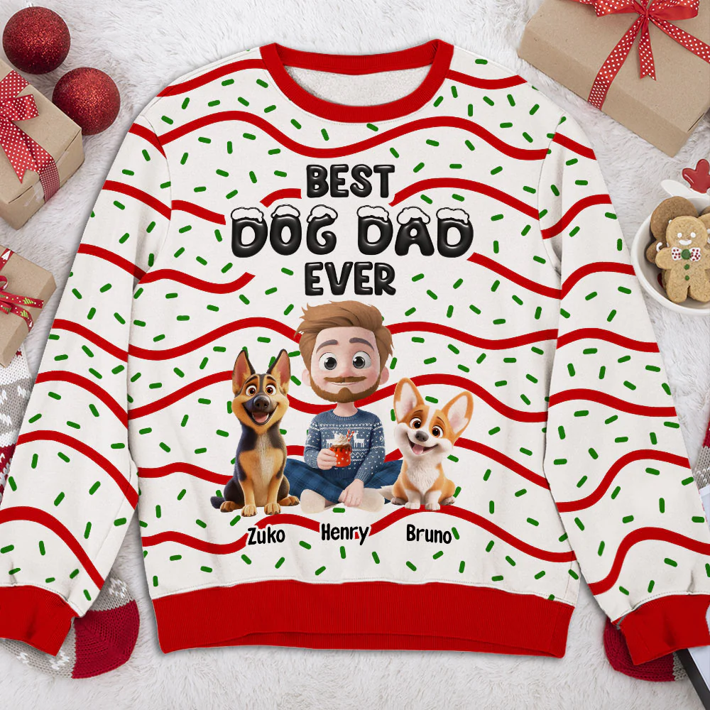 Best Dog Mom Cake Cartoon - Personalized Custom All-Over-Print Sweatshirt - Image 3