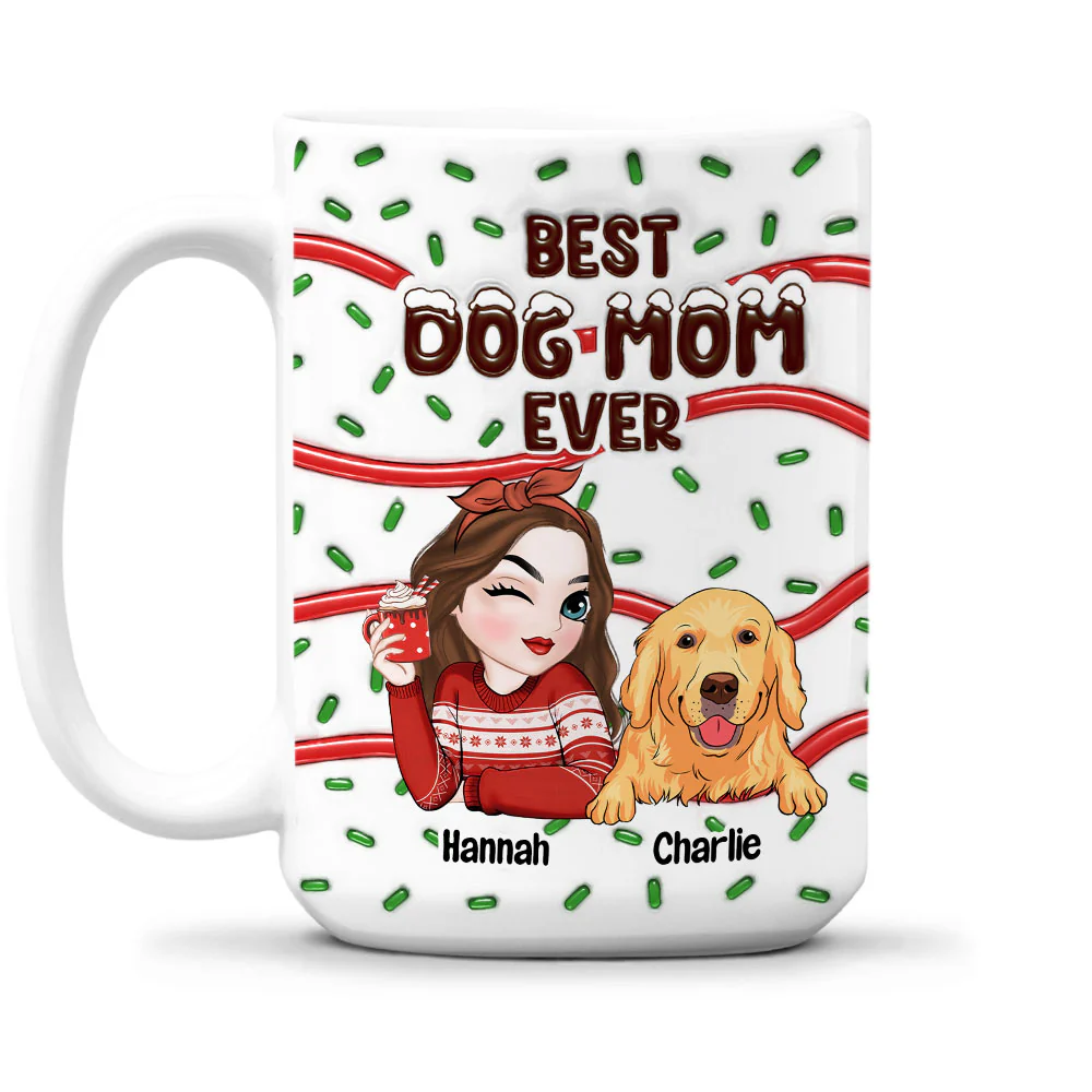 Best Dog Mom Cake - Personalized Custom 3D Inflated Effect Mug - Image 6