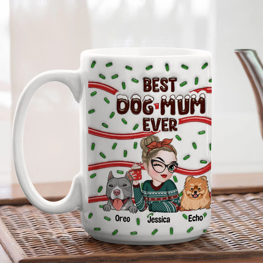 Best Dog Mom Cake - Personalized Custom 3D Inflated Effect Mug - Image 7