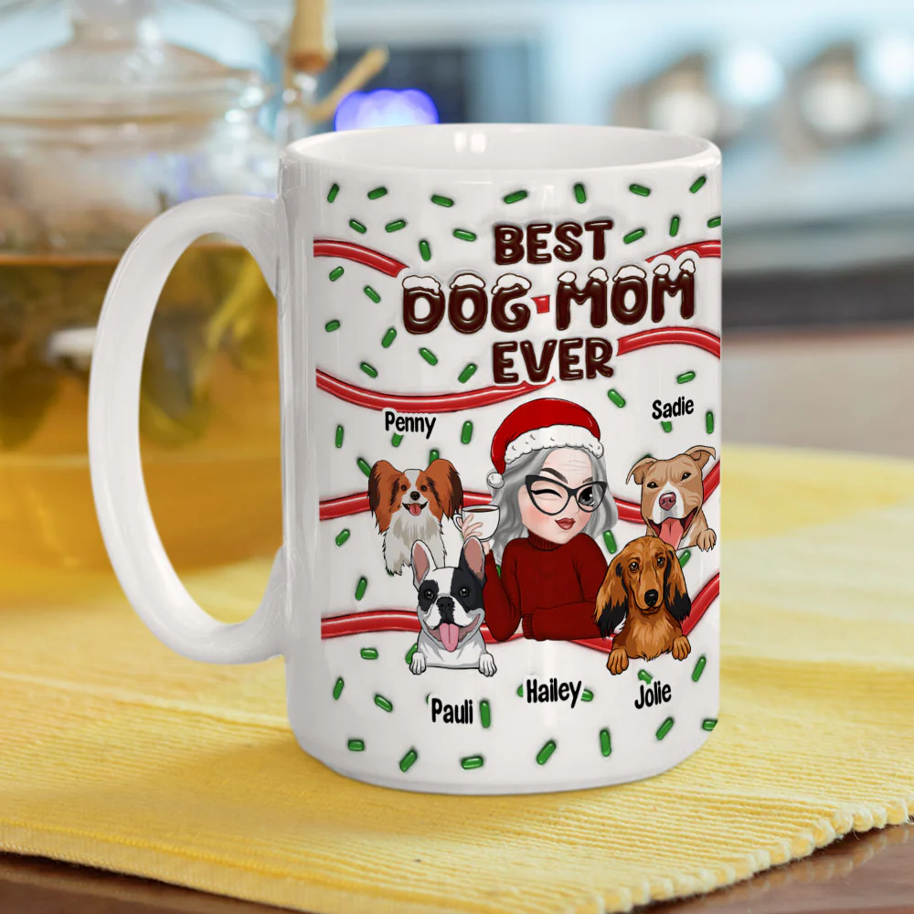 Best Dog Mom Cake - Personalized Custom 3D Inflated Effect Mug - Image 9