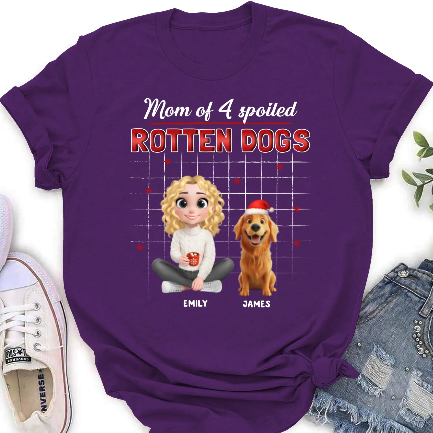 Best Dog Mom Cartoon - Personalized Custom Women's T-Shirt - Image 10
