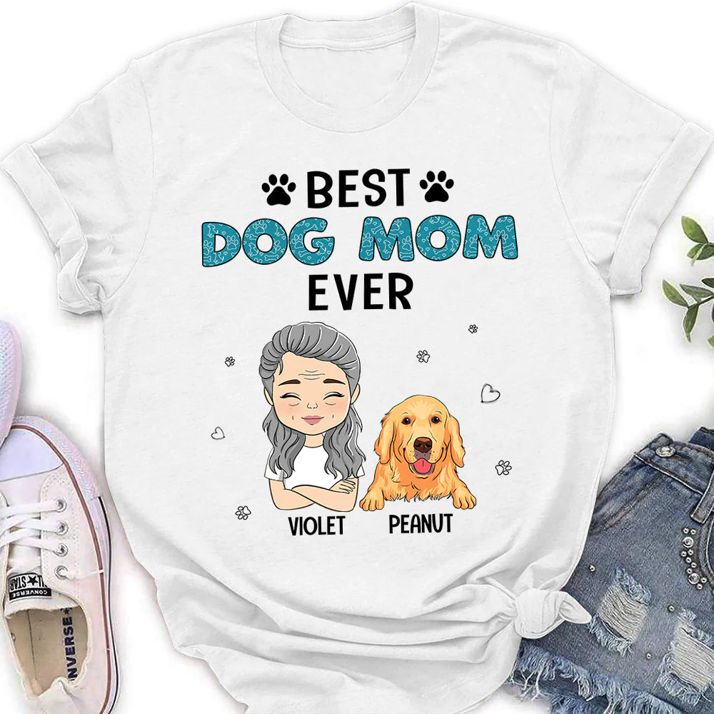 Best Dog Mom Chibi - Personalized Custom Women's T-shirt - Image 2