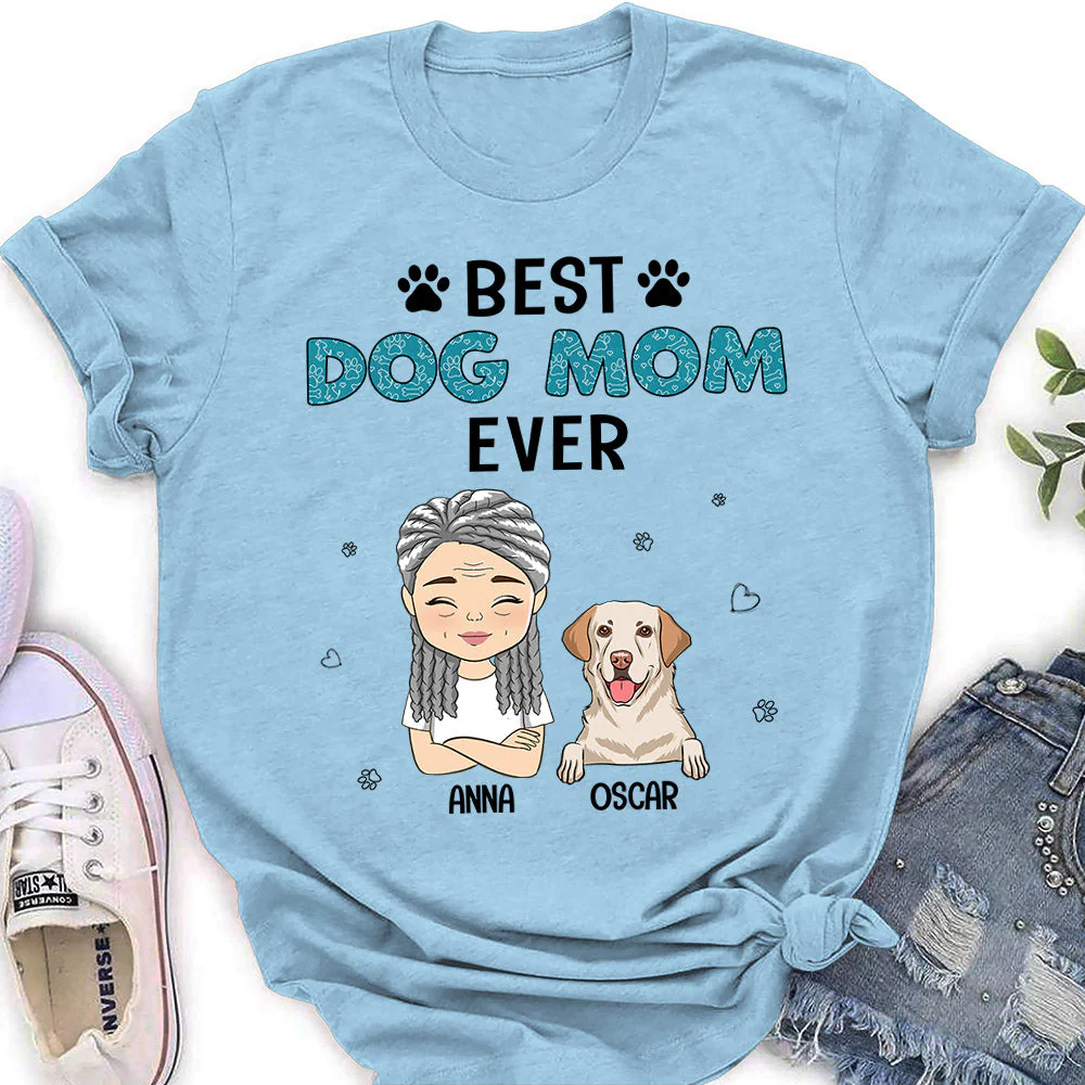 Best Dog Mom Chibi - Personalized Custom Women's T-shirt - Image 4