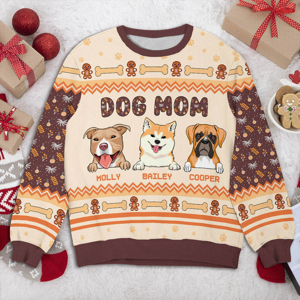 Best Dog Mom Christmas - Personalized Custom All-Over-Print Sweatshirt - Image 3