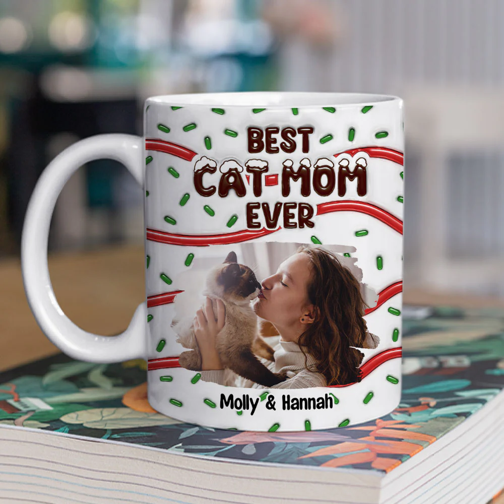 Best Dog Mom Dad Cake Cat Photo - Personalized Custom 3D Inflated Effect Mug - Image 2